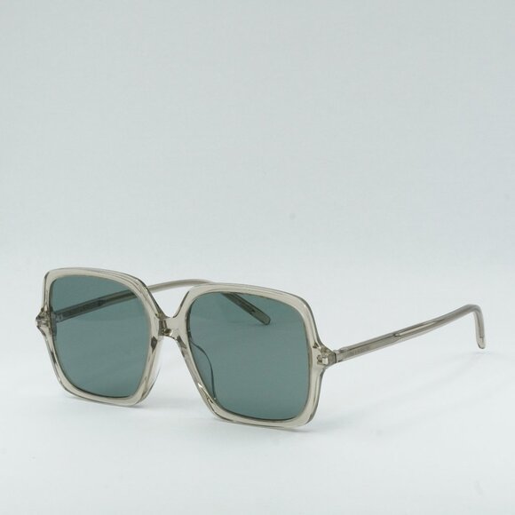 Saint Laurent SL591 003 Sunglasses Beige Square Frame, Green Lenses - Picture 1 of 11